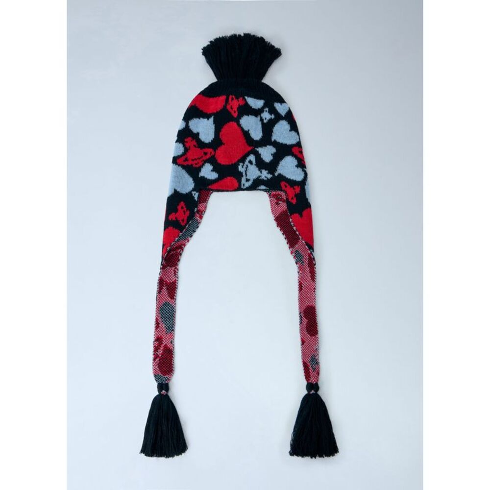 Vivienne Westwood Women Hearts And Orb Flap Knit Cap